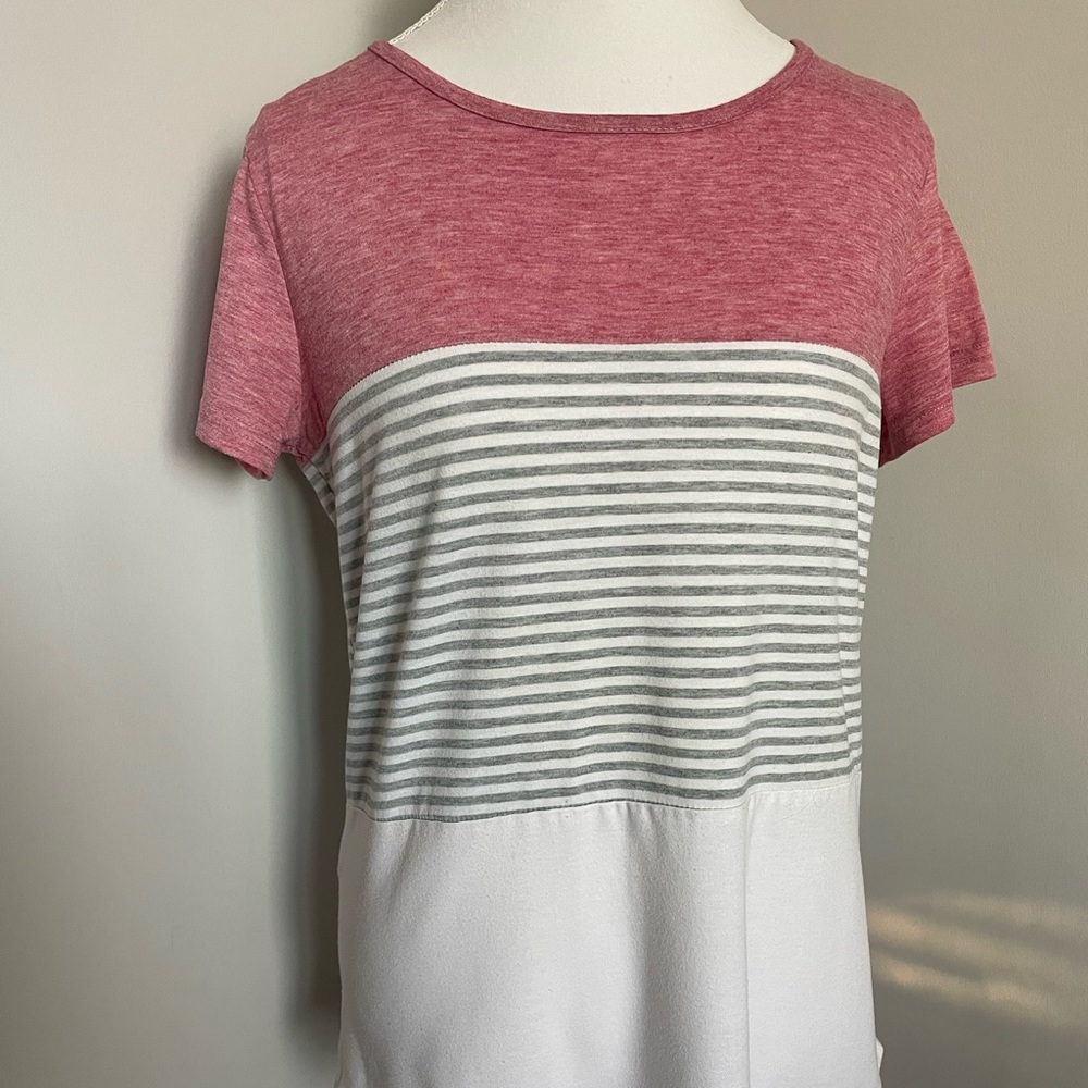 Yunjey Women Short Sleeve Shirt, Medium, multicolors: white, gray & pink